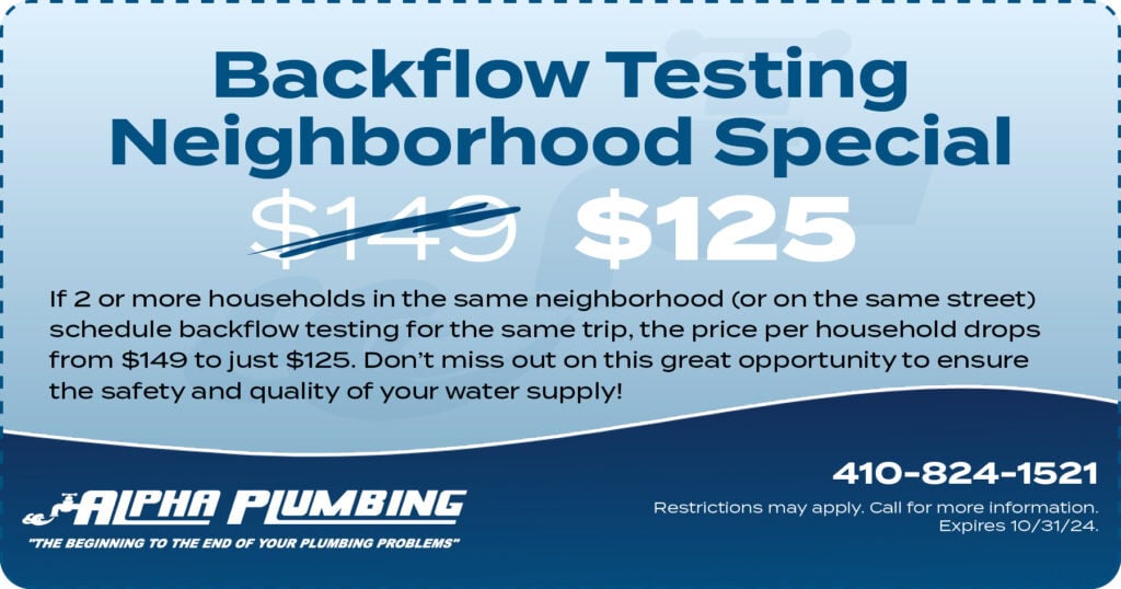 Backflow Testing Neighborhood Special. 5. Alpha Plumbing. Coupon.